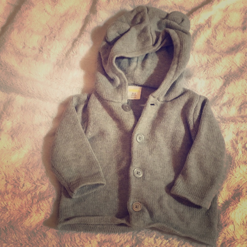 Grey button knit sweater
